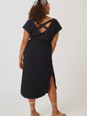 Daily Practice Anthropologie  Women’s Black Cross-Back Midi Dress